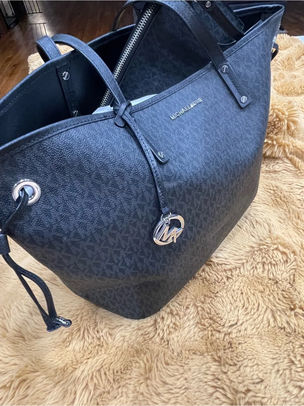 Michael Kors Black MK Monogram Tote with Wristlet